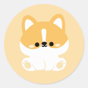 Sticker Rond Cute Corgi