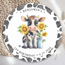 Cute Cow Merci Animaux de ferme modernes Anniversa