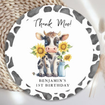 Cute Cow Thank Moo Farm Animal 1er Anniversaire