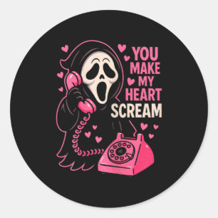 Sticker Rond Cute Creepy Horror Fais Crier Mon Cœur pour la Sai
