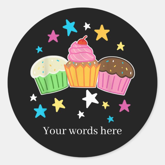 Sticker Rond Cute cupcake ajouter du texte (Devant)