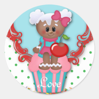 Sticker Rond Cute Cupcake Boulangerie Amour Baby shower Enfants