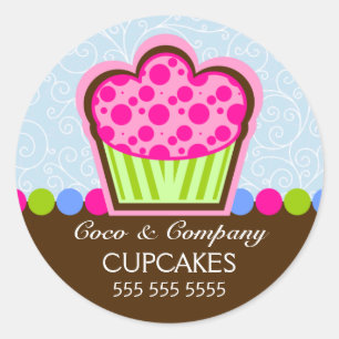 Sticker Rond Cute Cupcake Boulangerie Coffret Seaux