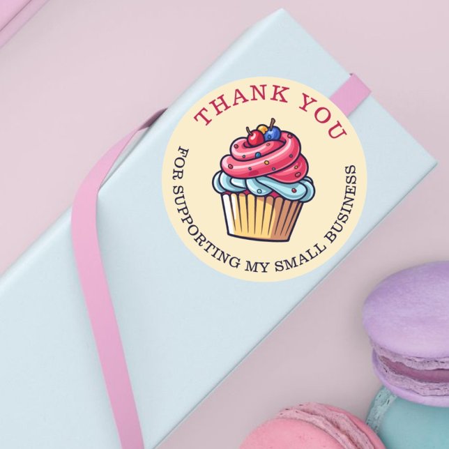 Sticker Rond Cute Cupcake Pâtisserie Chef boulangerie Merci mai (Créateur téléchargé)