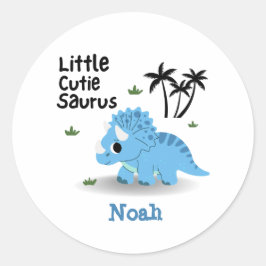 Sticker Rond Cute Custom Blue Baby Dino