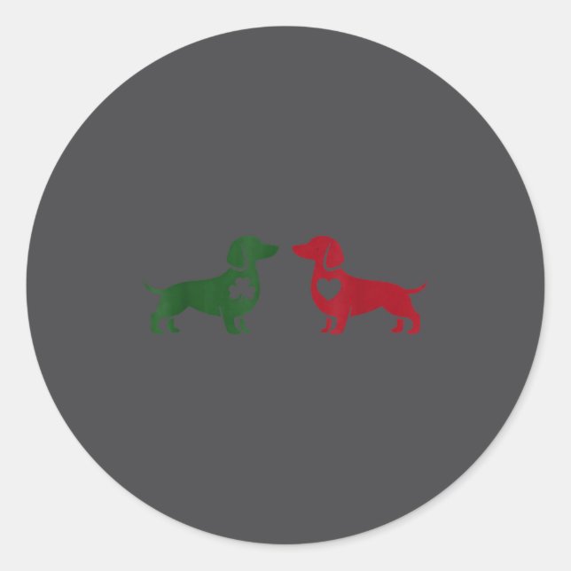 Sticker Rond Cute Dachshund Valentines Patrick's Day Lover Dog  (Devant)