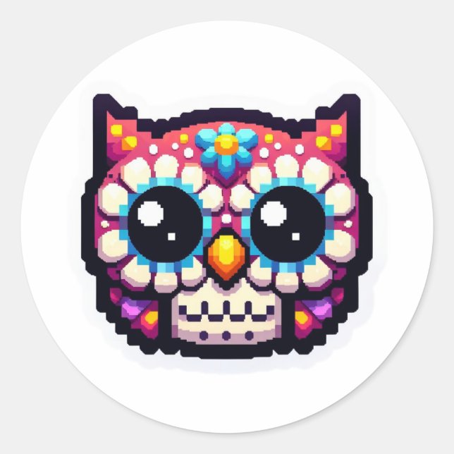 Sticker Rond Cute Dead Sugar Owl, jour du hibou mort (Devant)