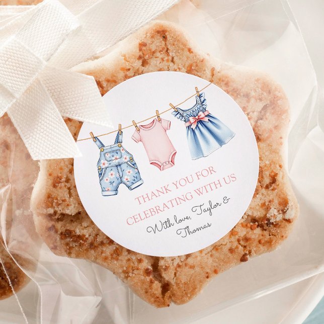 Sticker Rond Cute Denim Blue Jean Girl Merci (Créateur téléchargé)