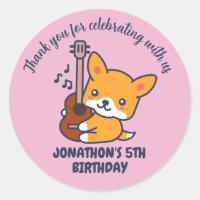Cute Dog Jouer Guitare Anniversaire de enfant Part