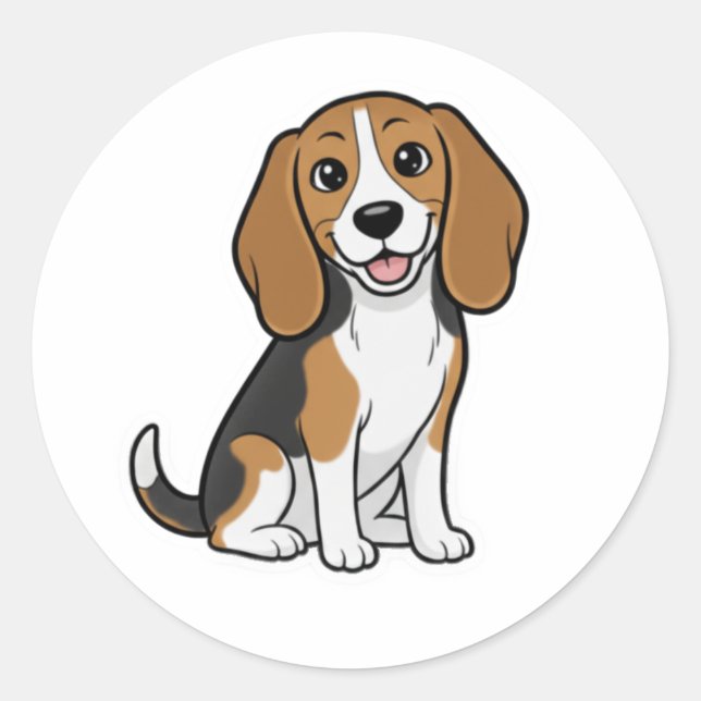 Sticker Rond Cute drawing of a beautiful dog (Devant)