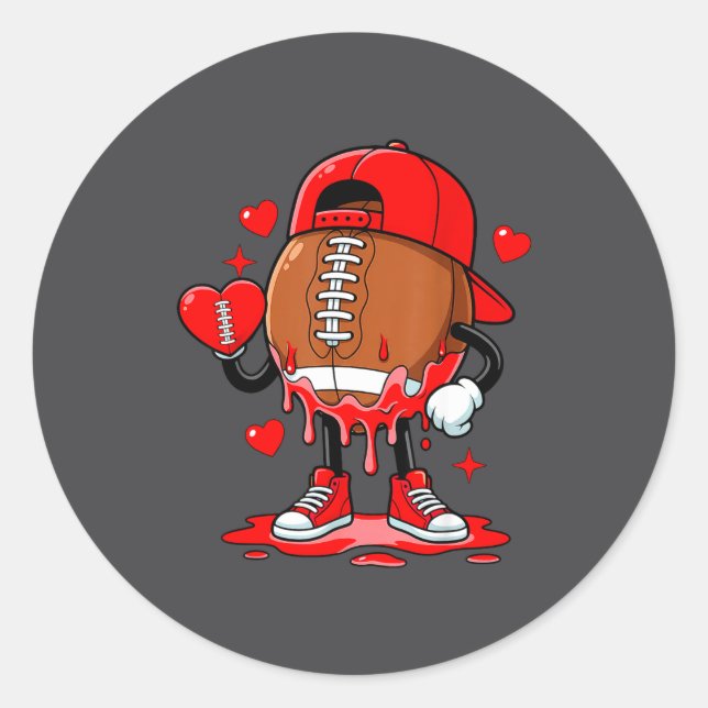 Sticker Rond Cute Dripng Football Lover Heart Valentines Day Bo (Devant)