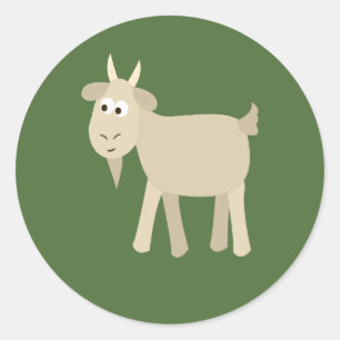Sticker Rond Cute drôle Petite Chèvre