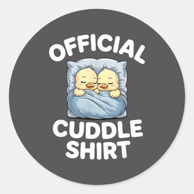 Sticker Rond Cute Duck Couple Snuggle Cuddle  (Devant)