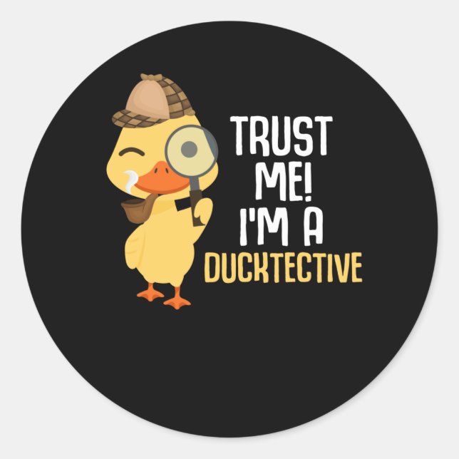 Sticker Rond Cute Duck Détective Animal Humour Duck Lover (Devant)