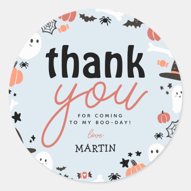 Sticker Rond Cute Éffrayant Halloween 1er Anniversaire Merci bl (Devant)