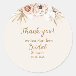 Sticker Rond Cute Elegant Flowers Boho Bridal Shower