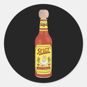 Sticker Rond Cute épicé Chats sauce chaude illustration noir