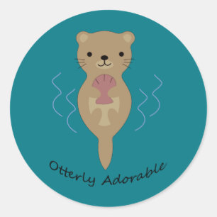 Sticker Rond Cute et drôle Otter Otterly adorable