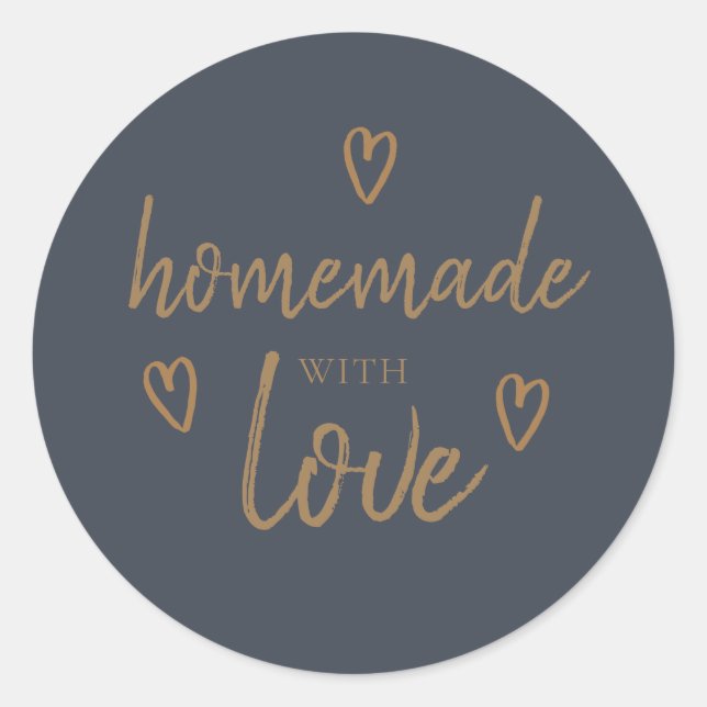 Sticker Rond Cute Fait Maison Avec L'Or Noir D'Amour (Devant)