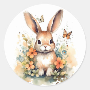 Sticker Rond Cute Forest bébé lapin Pintes Nursery Art