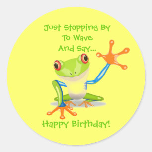 Sticker Rond Cute Frog Drôle Animal Enfants Joyeux Anniversair