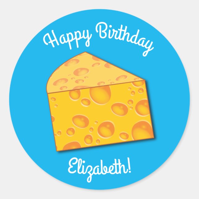 Sticker Rond Cute Fromage Wedge Enfants 1er anniversaire fête (Devant)