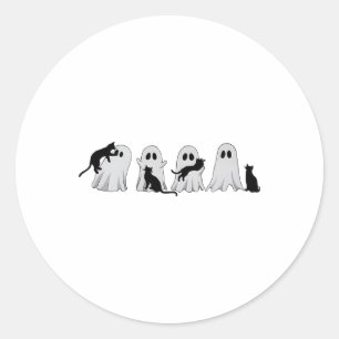 Sticker Rond Cute Ghost Chat Halloween Costumes de tenue Amoure