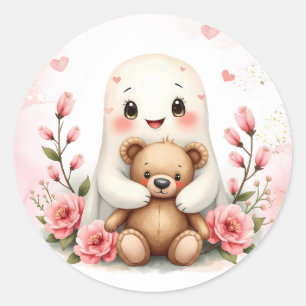 Sticker Rond Cute Ghost Halloween Thème Baby Girl Baby shower