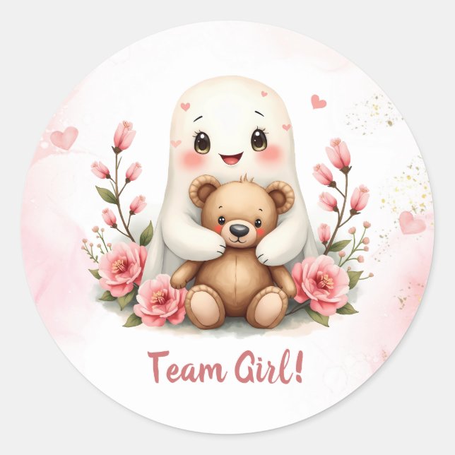 Sticker Rond Cute Ghost Halloween Thème Équipe Fille Genre Reve (Devant)