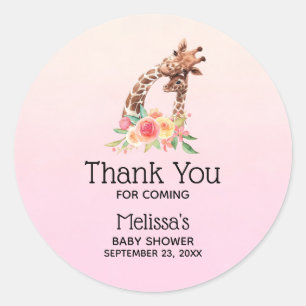 Sticker Rond Cute Giraffe Aquarelle Maman & Babe Baby shower