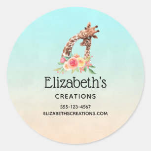 Sticker Rond Cute Giraffe Aquarelle Maman & Baby Business