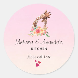 Sticker Rond Cute Giraffe Aquarelle Maman & Bébé Cuisine
