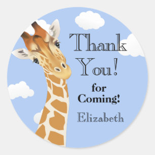 Sticker Rond Cute Giraffe Merci