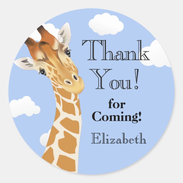 Sticker Rond Cute Giraffe Merci (Devant)