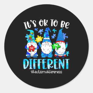 Sticker Rond Cute gnomes autisme prise de conscience pour être 