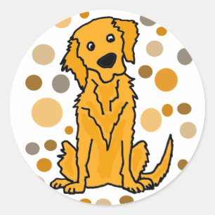 Sticker Rond Cute Golden Retriever et Circle Motif Art