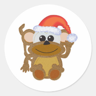 Sticker Rond Cute Goofkins Xmas singe furieux père Noël