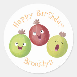 Sticker Rond Cute gooseberry trio chant dessin animé classique 