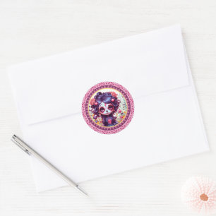Sticker Rond Cute Gothique Jardin Sugar Crâne