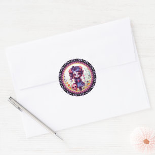 Sticker Rond Cute Gothique Jardin Sugar Crâne