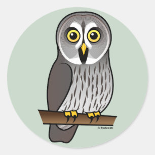 Sticker Rond Cute Great Grey Owl