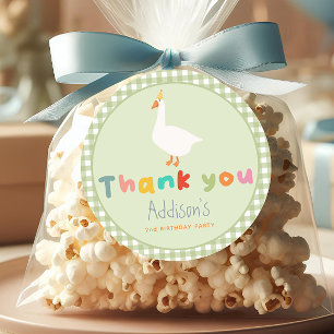 Sticker Rond Cute Green Two Silly Goose 2nd Birthday Favoriser