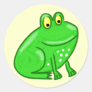 Sticker Rond Cute grenouille caricaturale