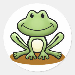 Sticker Rond Cute Grenouille verte