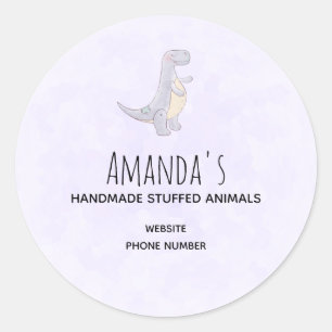 Sticker Rond Cute Grey Tyrannosaurus Rex Dinosaur Toy Business