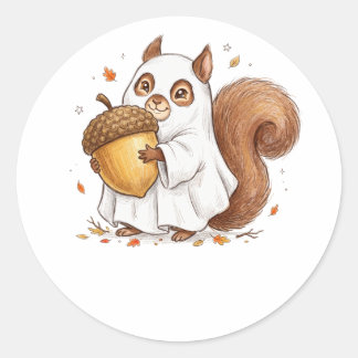 Sticker Rond Cute Halloween Ghost Squirrel Custom Favor Classic