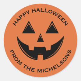 Sticker Rond Cute Halloween Jack-o'-lantern Citrouille