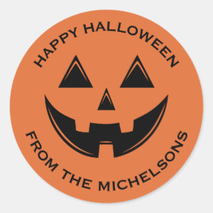 Sticker Rond Cute Halloween Jack-o'-lantern Citrouille