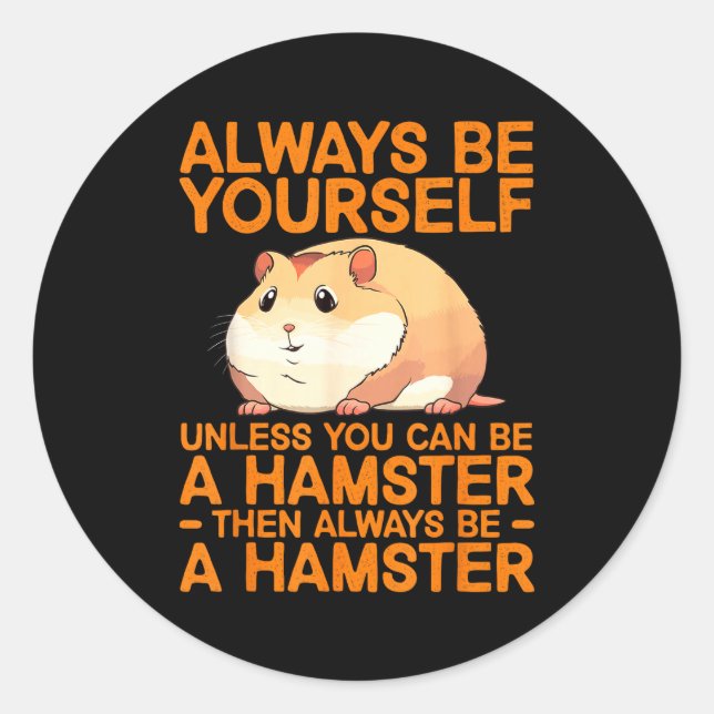 Sticker Rond Cute Hamster Design For Men Women Kids Dwarf Hamst (Devant)