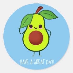 Sticker Rond Cute Happy Avocado Fruit Custom Color/texte Sticke